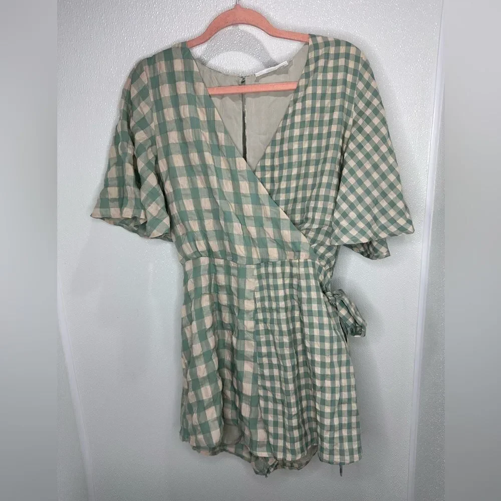 Talulah Gingham Wrap Romper - Picture 3 of 6